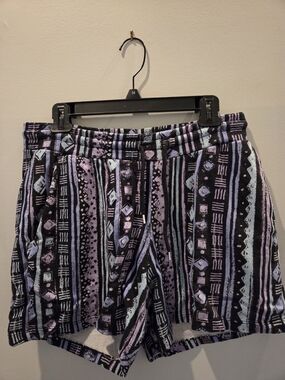 ASOS Men's Athletic Shorts in Black, Lavender and Pale Blue Tribal Stripe